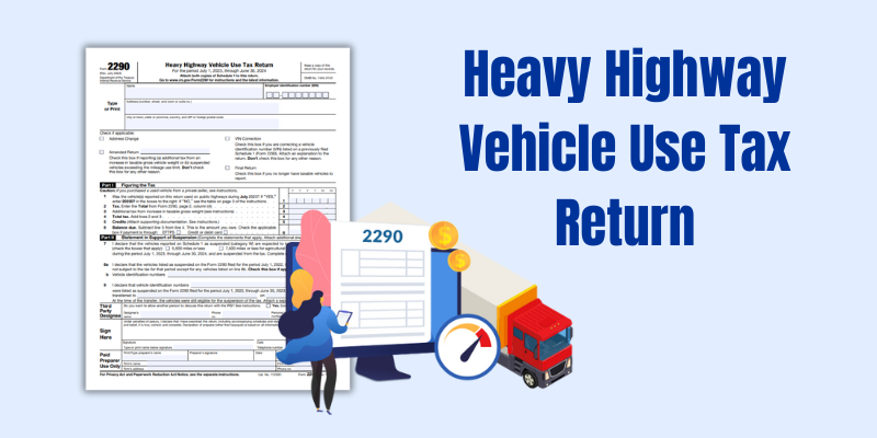 The blank 2290 tax form (HVUT) with an image of the truck and the computer